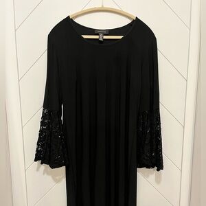 RM Richard’s Black Dress with Lace and Sequin Sleeves